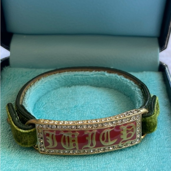 Juicy Couture Green Velvet, Leather Bracelet w/ Crystals plus a Juicy Beanie - Picture 10 of 10